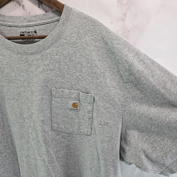 Carhartt T Shirt Mens 2XL Gray Pocket Loose Fit Short Sleeve K87 M Heavyweight - Picture 10 of 11